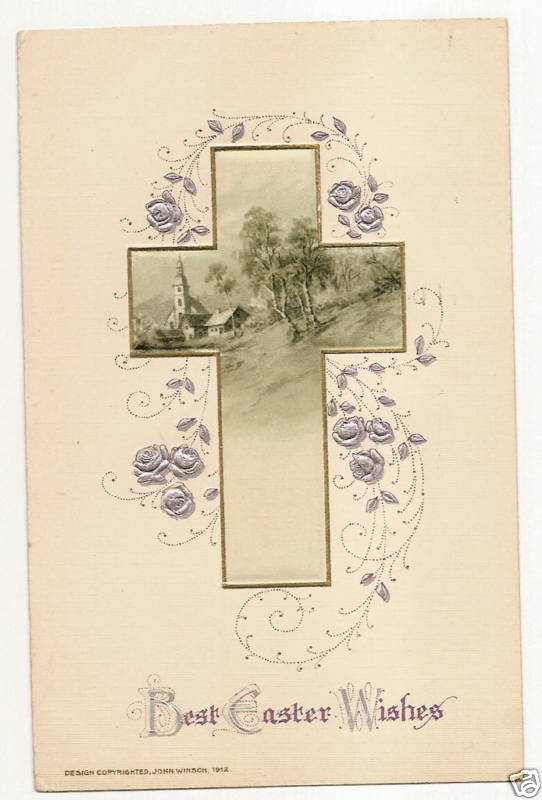 John Winsch Church Roses Easter Postcard