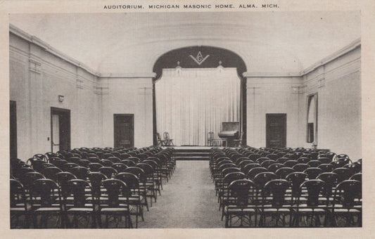 Real Photo Auditorium Masonic Home Alma MI Michigan M-1969 Postcard