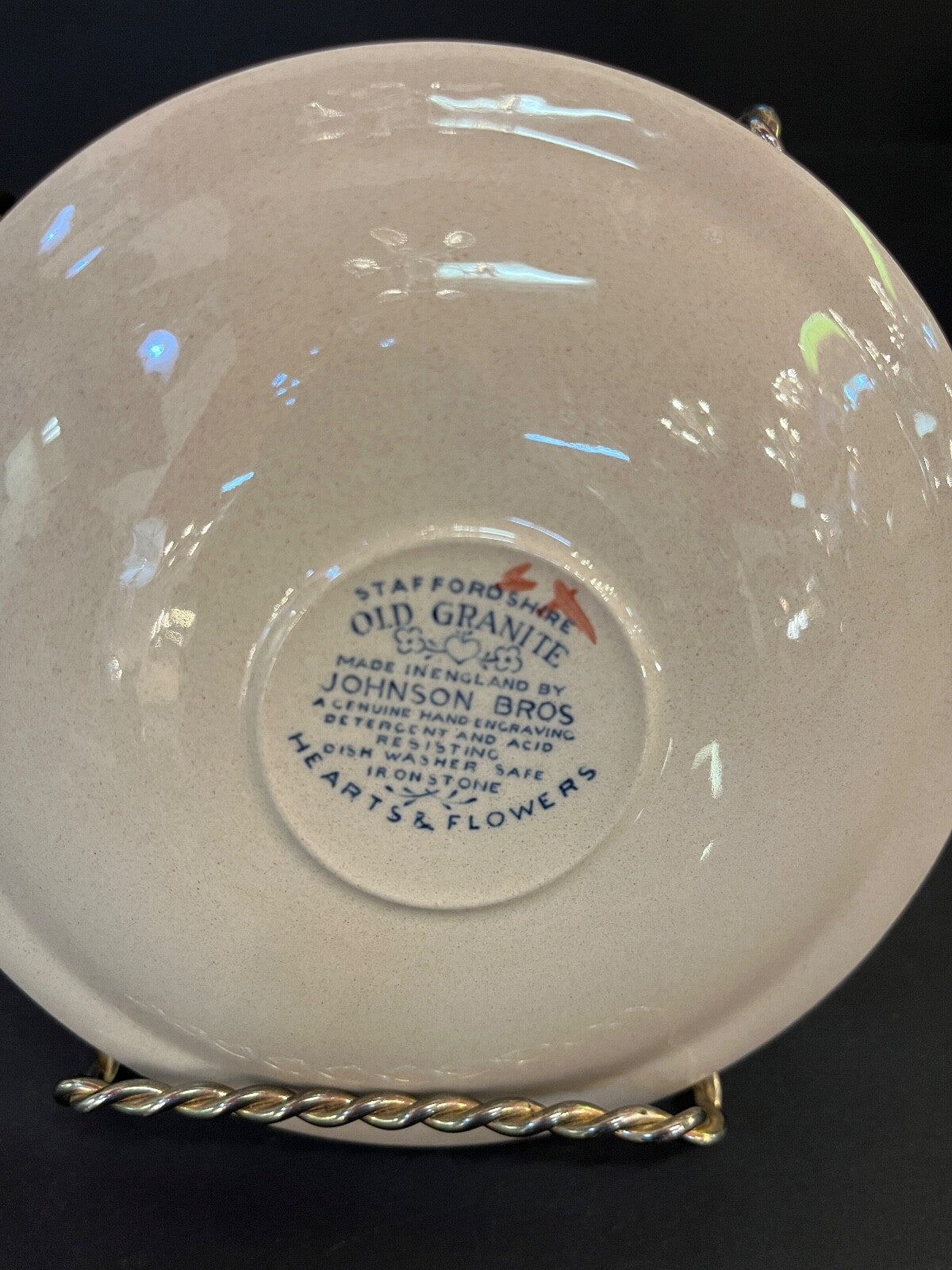 Johnson Bros Staffordshire Old Granite Hearts & Flowers Teacup Saucer ONLY