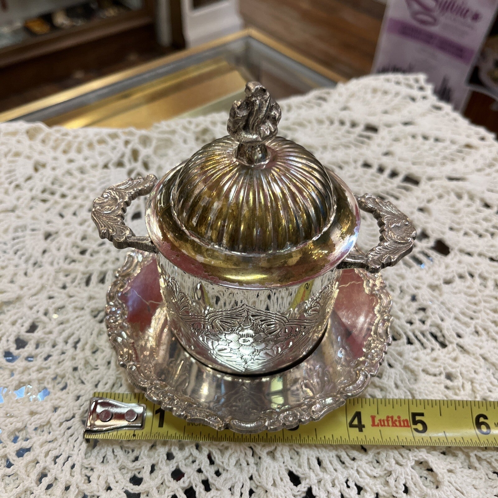 Silver Plate Sugar Bowl Jelly Dish With Lid  Two Handles And Plate 2 Available