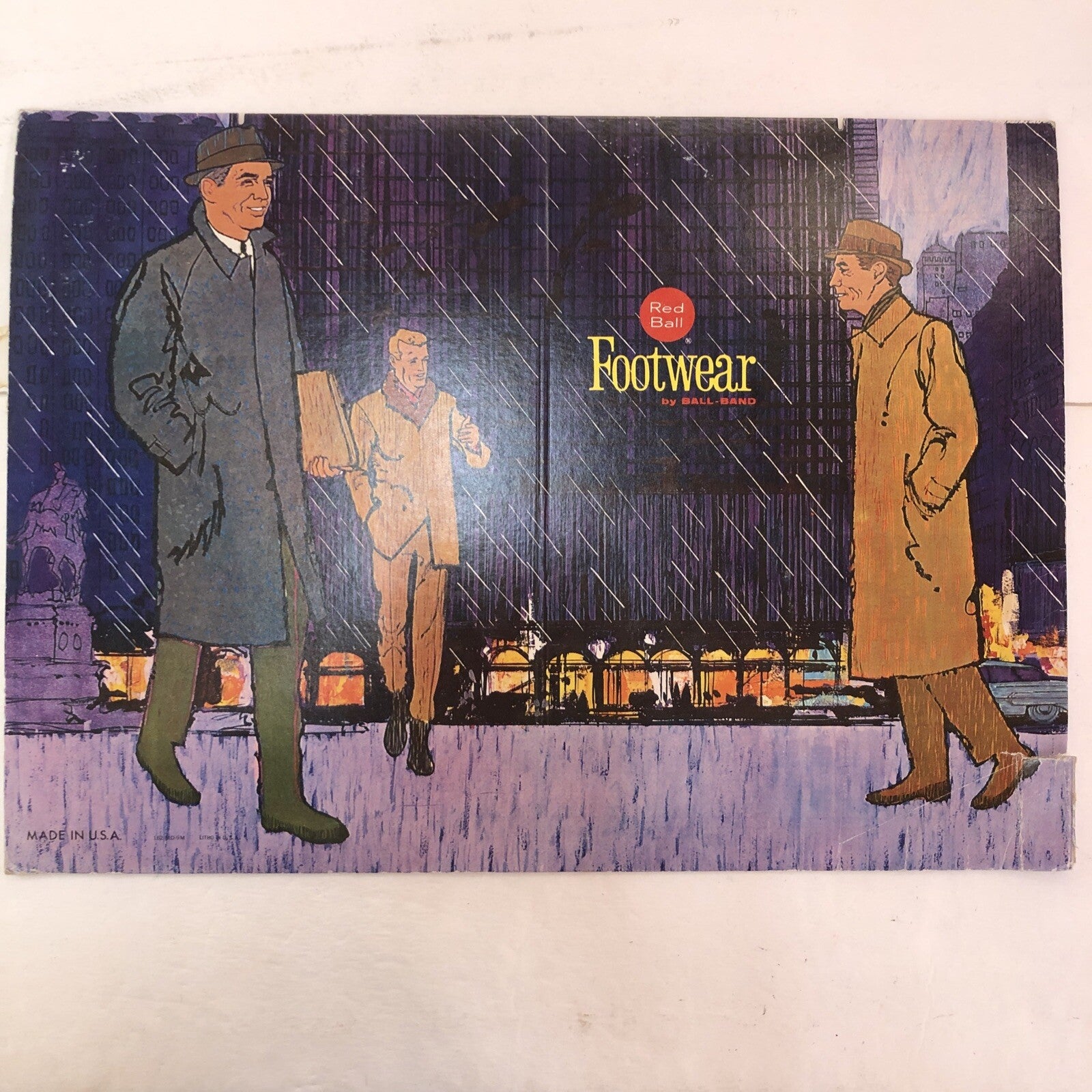3 Vintage RED BALL BALL BAND Footwear Cardboard Shoe Store Sign Lithograph 1950