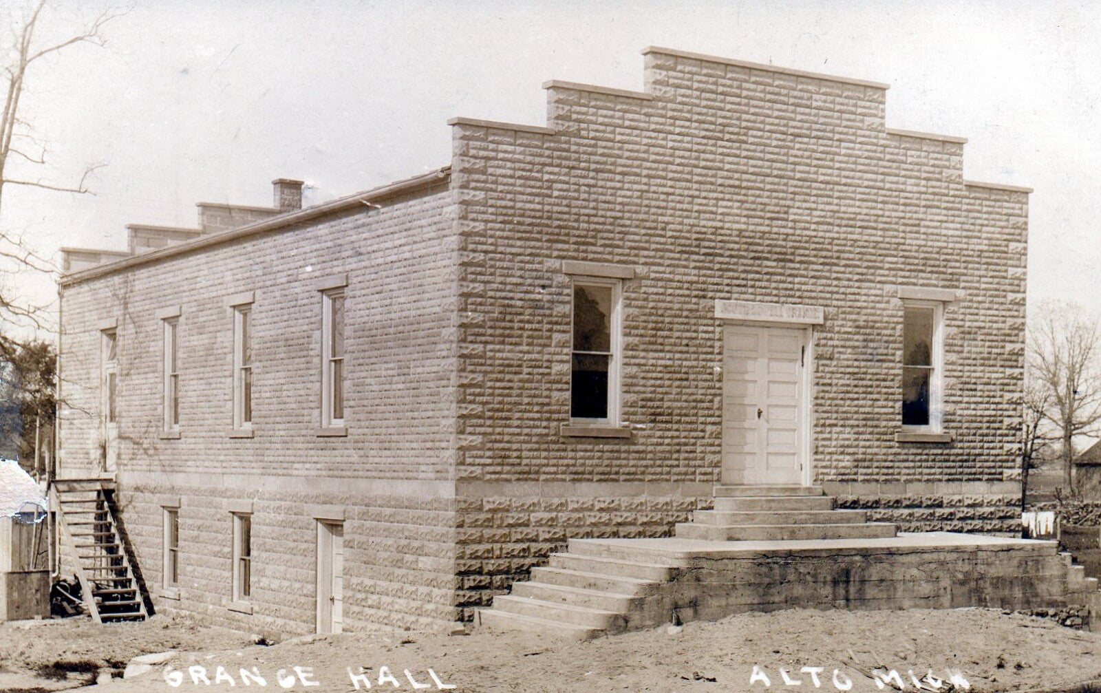 Grange Hall Alto Michigan Mich MI Real Photo Postcard 
