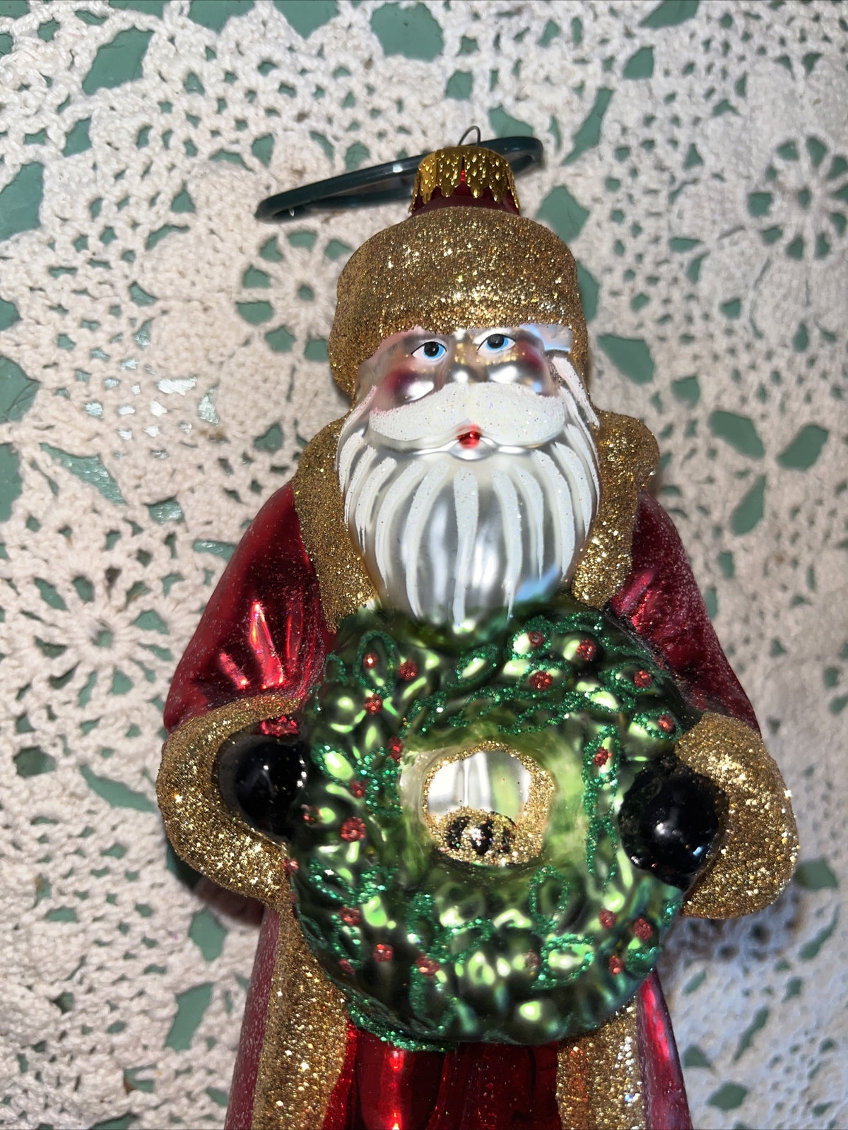 Vintage Santa Mercury Glass Christmas Ornament