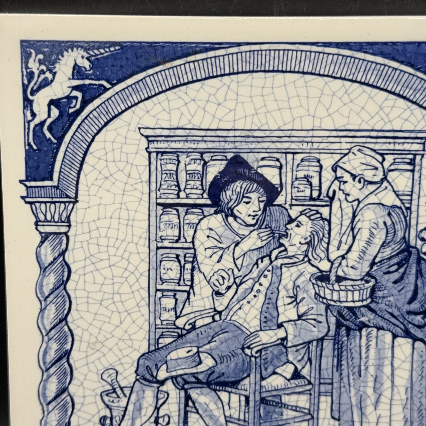 Delft Tile Schoonhaven Holland Vintage Tile Delft Blue White Pharmacy Drug. #5