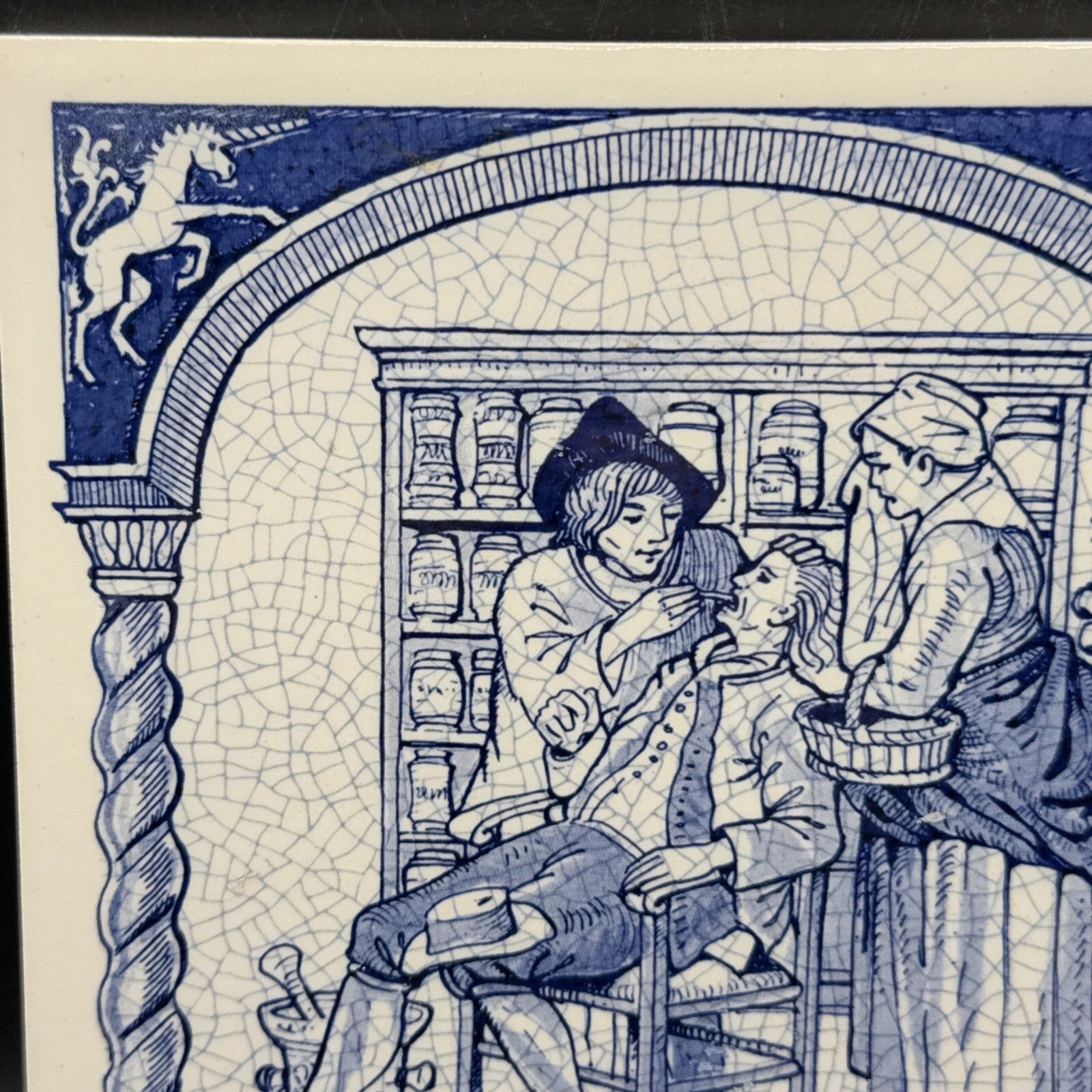 Delft Tile Schoonhaven Holland Vintage Tile Delft Blue White Pharmacy Drug. #5