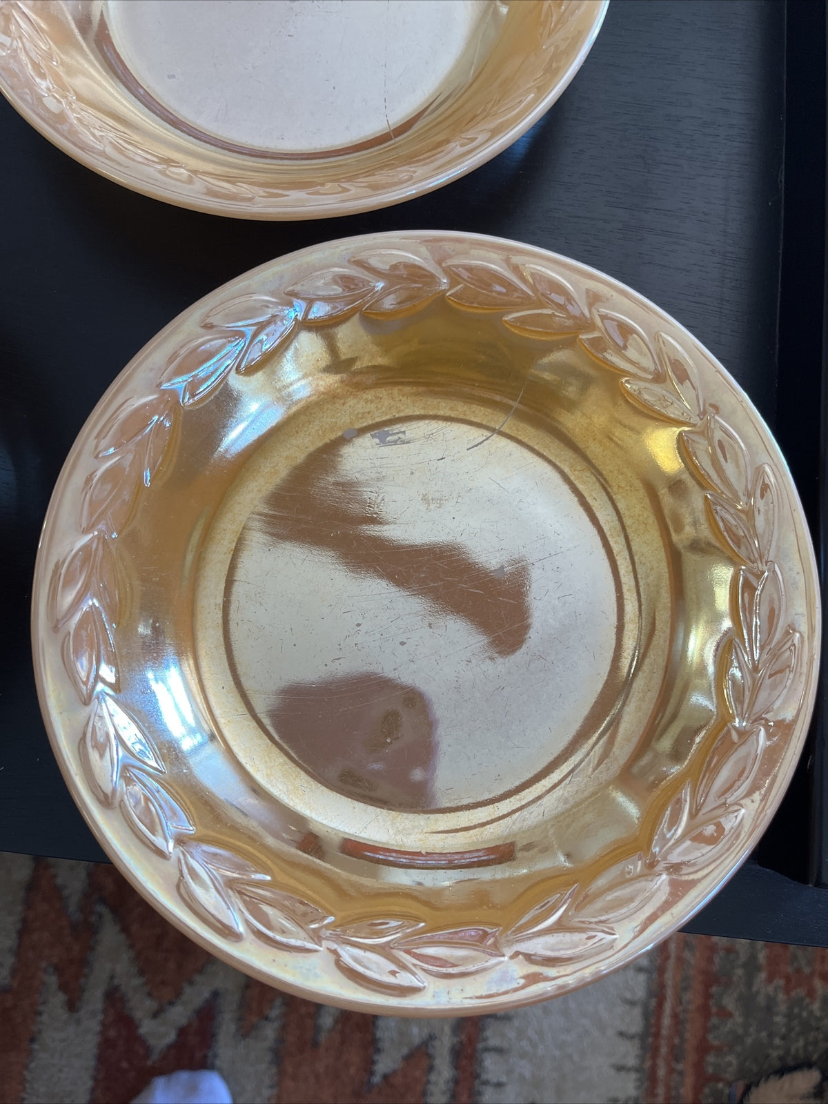 Vintage Fire King Peach Lustre Leaf Soup Bowl Set of 4