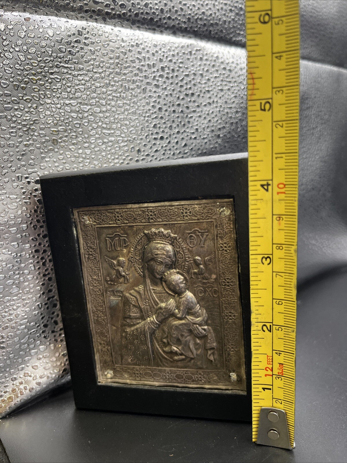 Bysantine Art Replica Madonna and Child Holy Image In 950 Fine Pure Silver