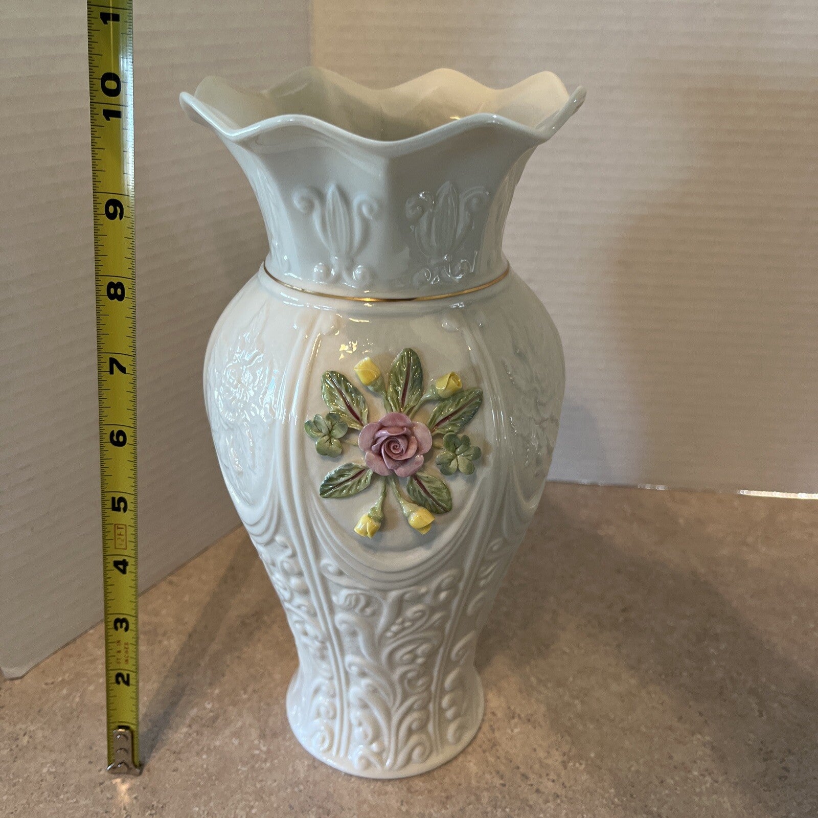 Belleek Romantic Rose Vase