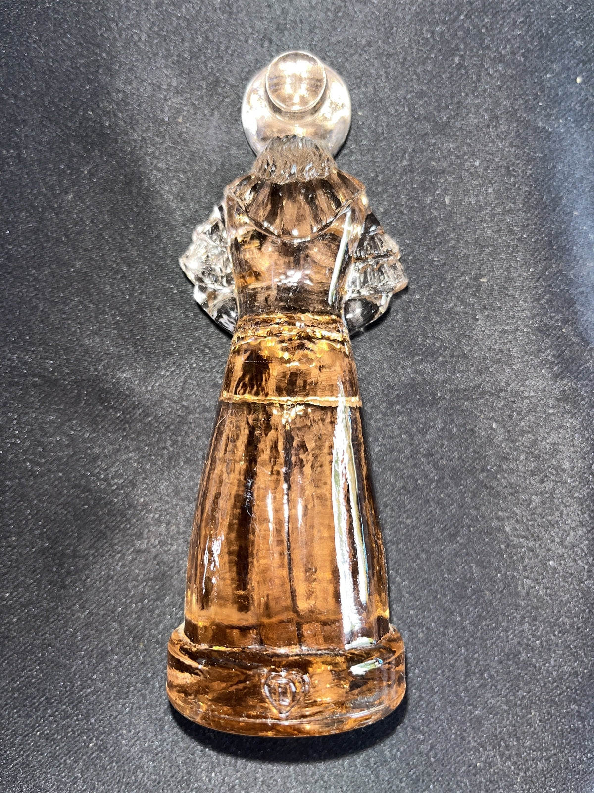 VINTAGE 1970’s Degenhart Glass Amber Carnival Colonial Women Girl Figurine