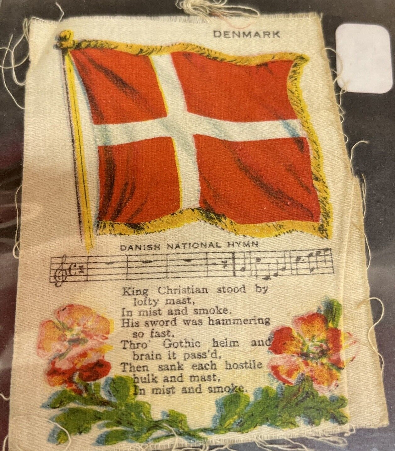 Vintage Nebo Cigarettes Tobacco Silk Danish Denmark National Hymn 4" x 3"