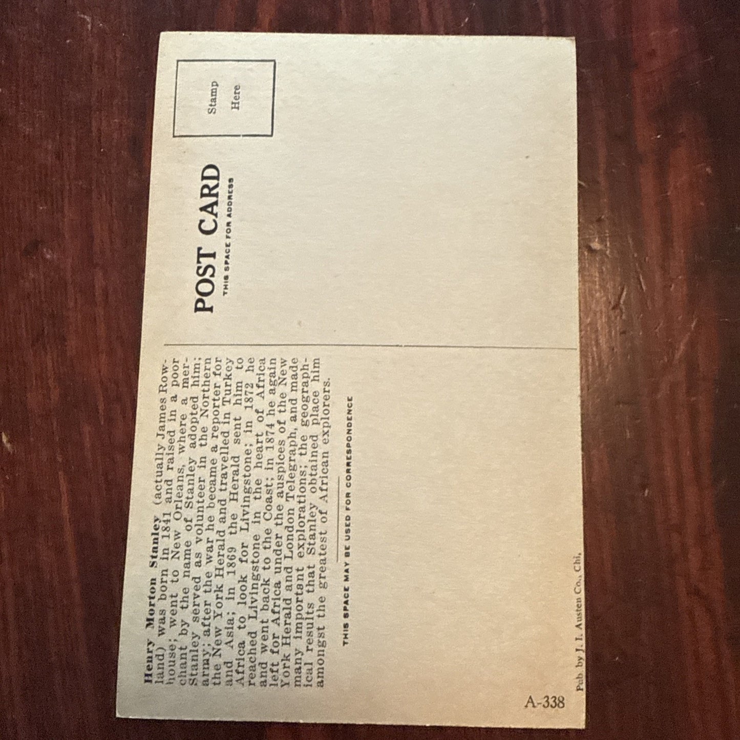 Henry M Stanley by J I Austen Postcard Angels Trumpets c1910's *Scarce