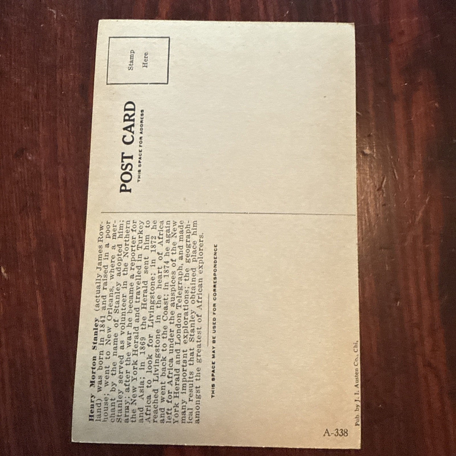 Henry M Stanley by J I Austen Postcard Angels Trumpets c1910's *Scarce