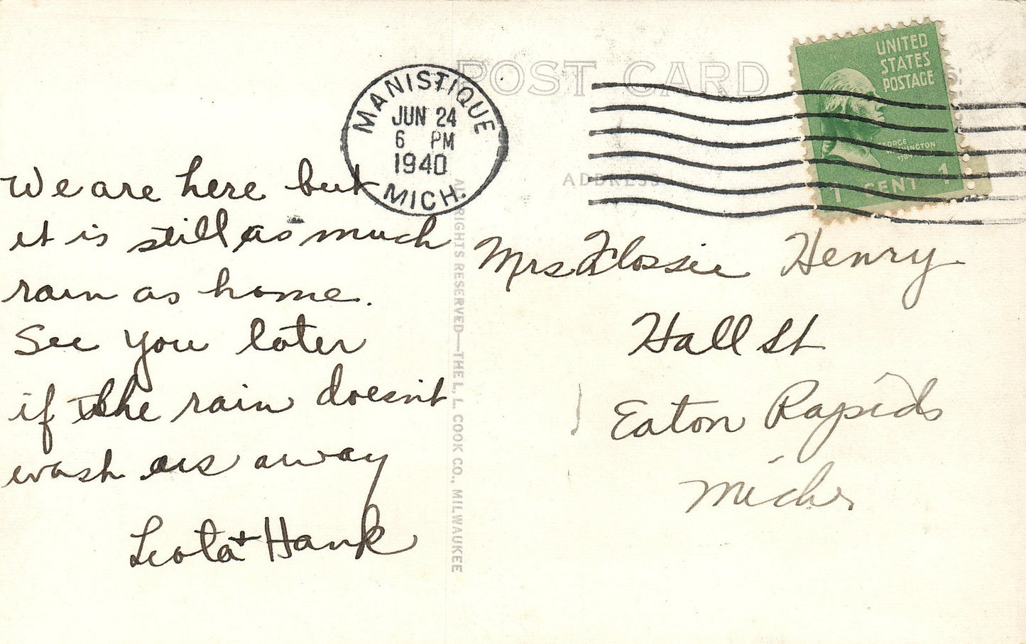 1940 RPPC Real Photo Indian Lake State Park Manistique MI MICH Michigan Postcard