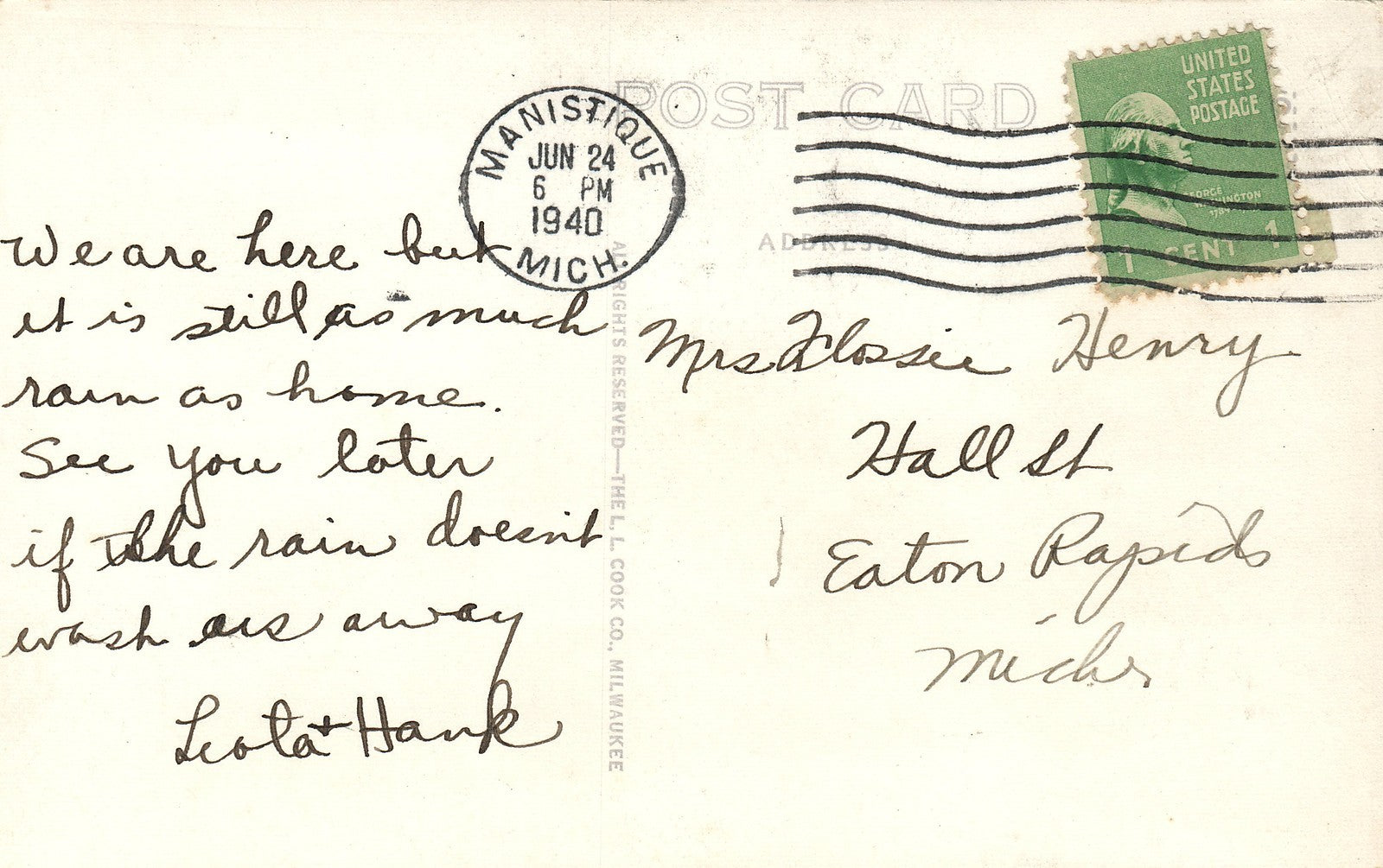 1940 RPPC Real Photo Indian Lake State Park Manistique MI MICH Michigan Postcard