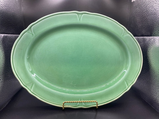 13.5 Oval Platter Vintage Mount Clemens Petal LIGHT Green 1930's Petalware