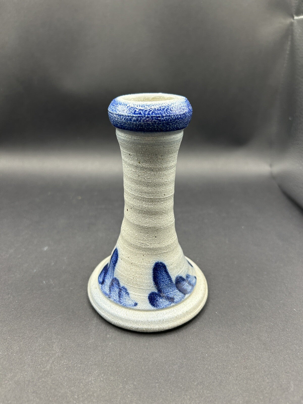  Rowe Pottery Works Candle Stick Holder Vintage 5" Cobalt Salt Glaze 1990 20A