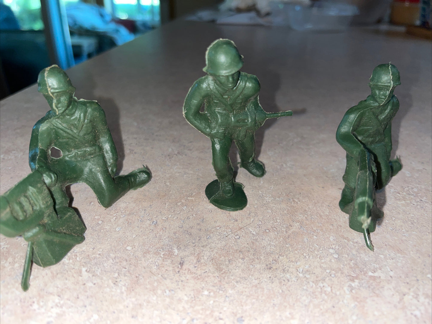 Vintage Marx 4” Plastic US Army Toy Soldiers Olive Green (Reissue?) Lot of 3