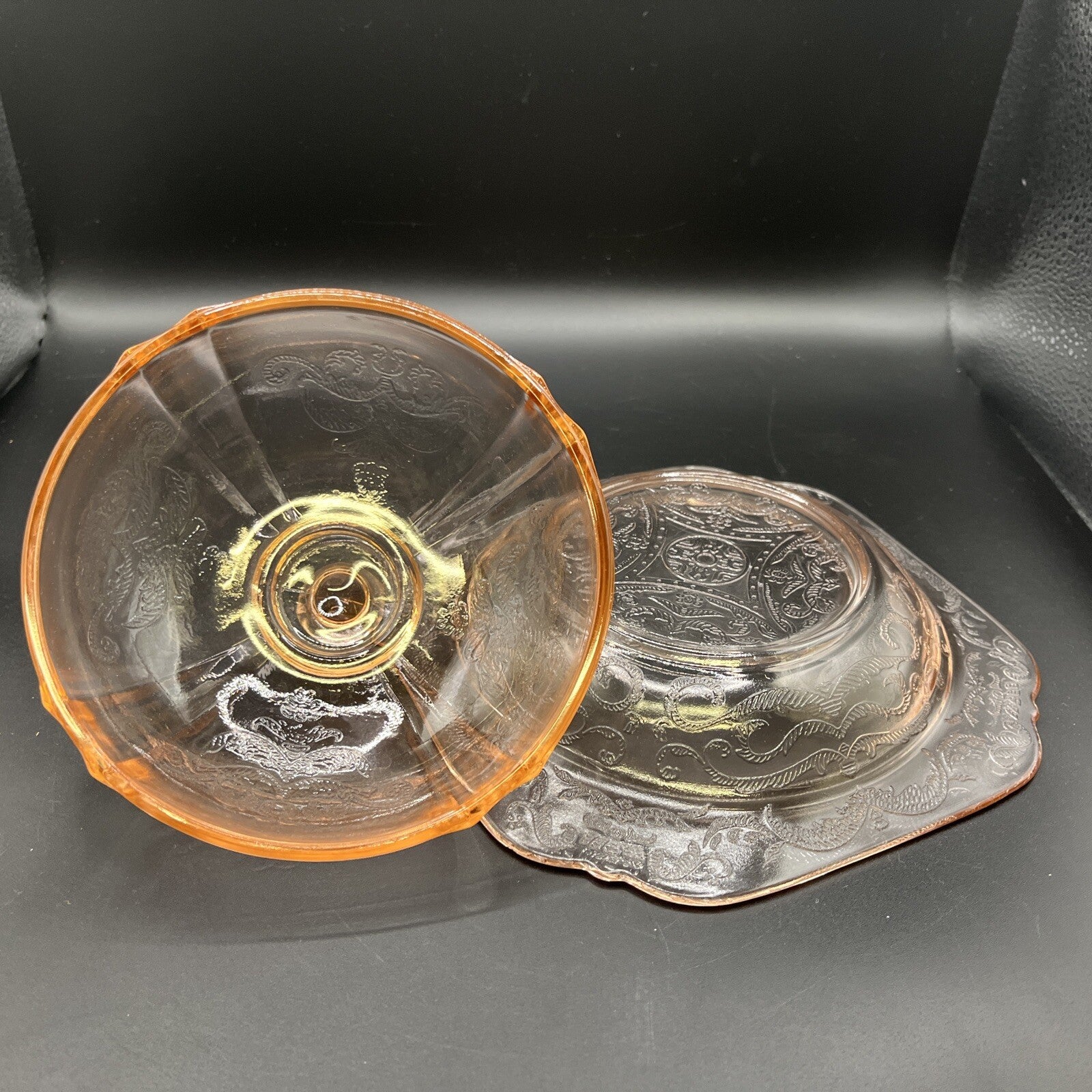 Vintage Madrid Style Pink Depression Glass Reproduction Covered Butter Dish