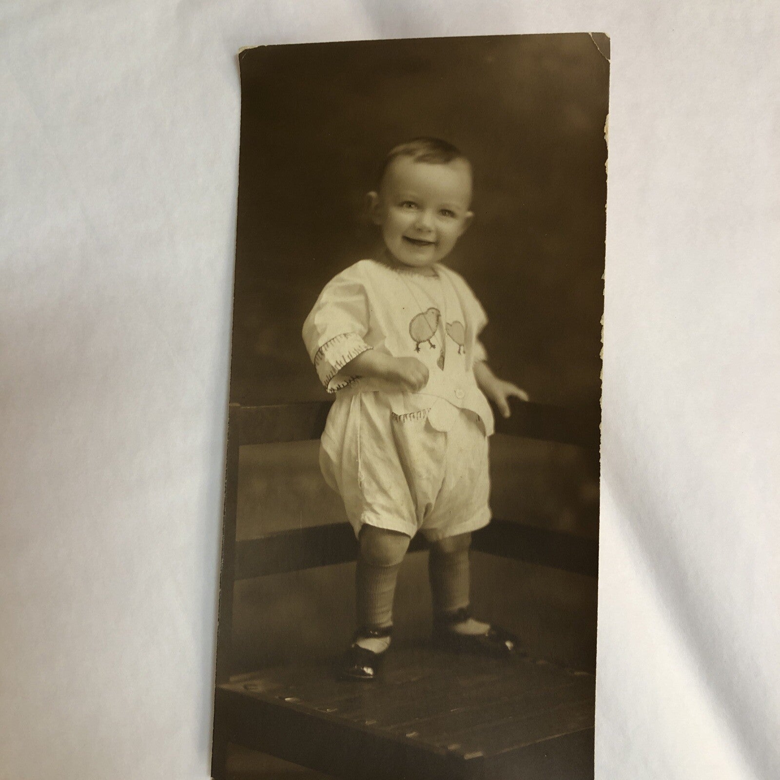 Real Photo 3" x 6" Baby Toddler in shorts chicks outfit  