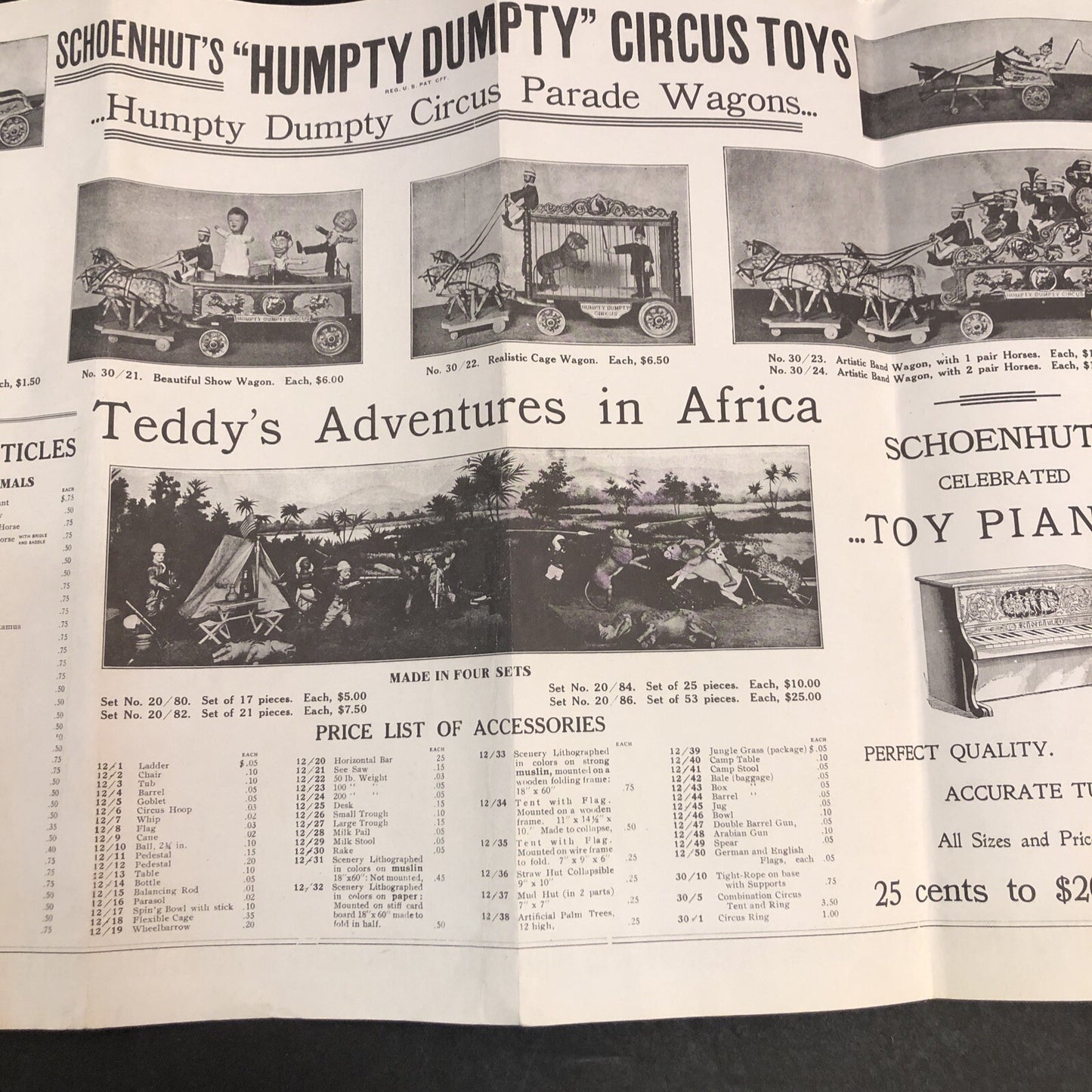 Schoenhut's "Humpty Dumpty" Circus Vintage 1975 Reprint FLYER/ ADVERTISEMENT