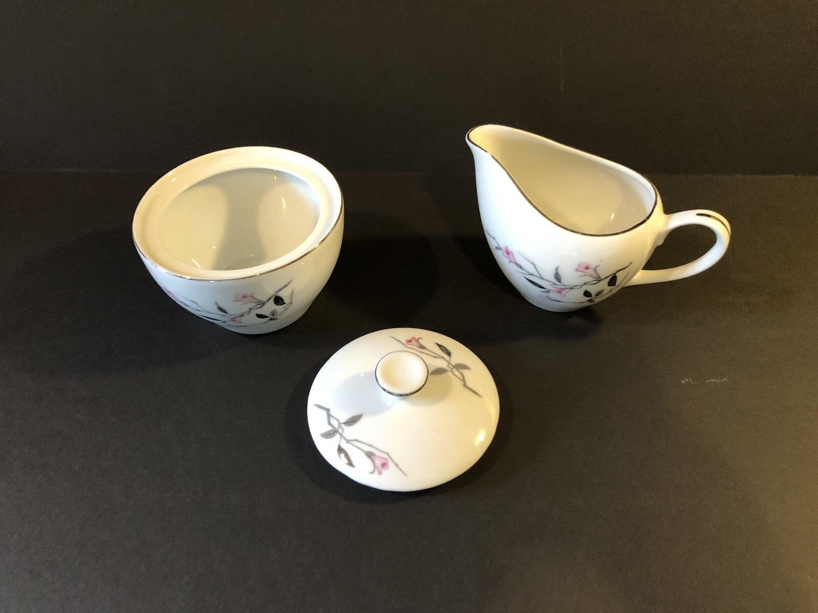 Cherry Blossom #1067 Fine China Creamer and Sugar Bowl Japan Dishware