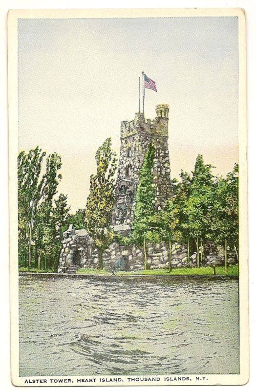 Alster Tower  Heart Island Castle flag Thousand Islands NY New York Postcard