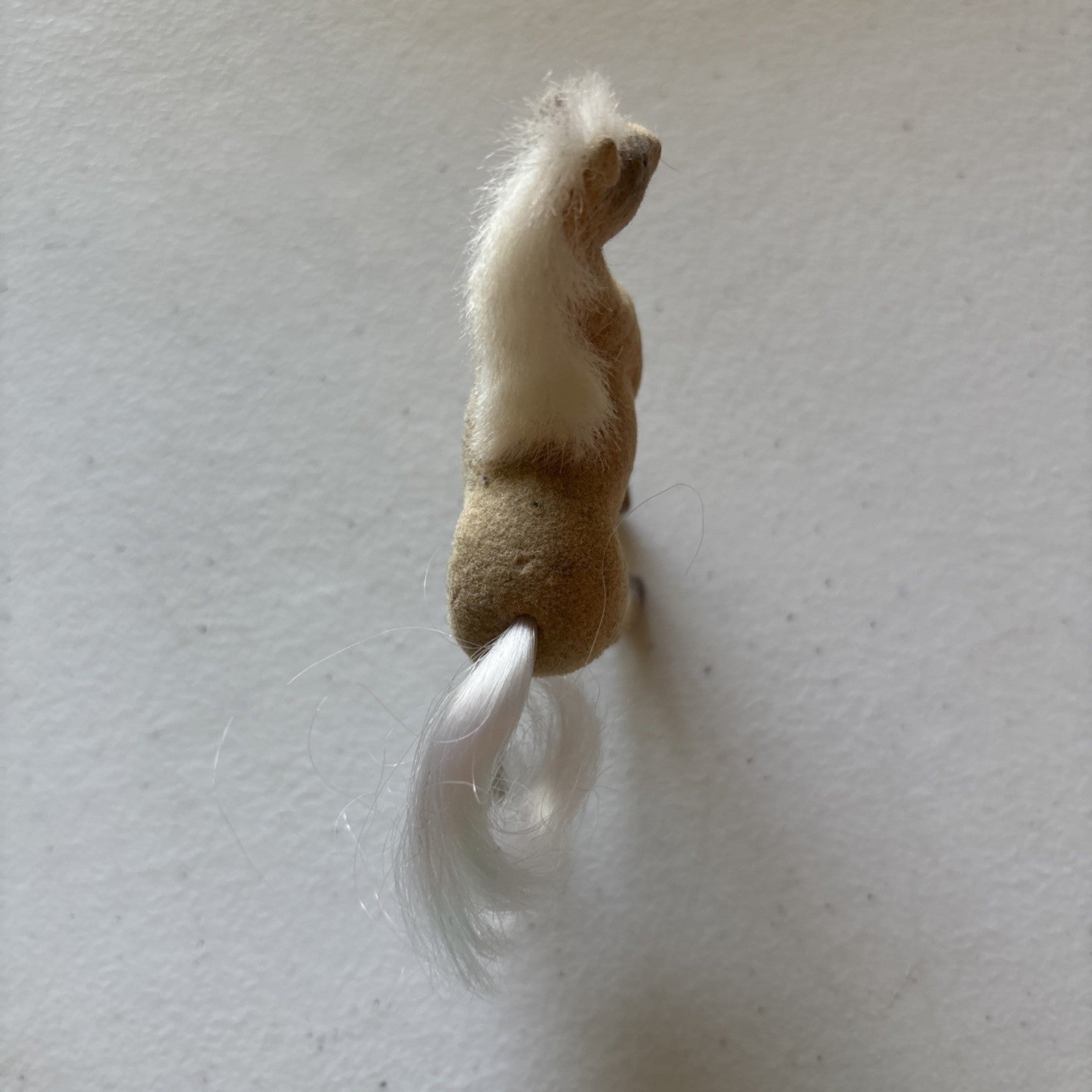 Flocked Fuzzy Horse Pony Figurine Toy Palomino White Mane & Tail 3-1/2" Tall