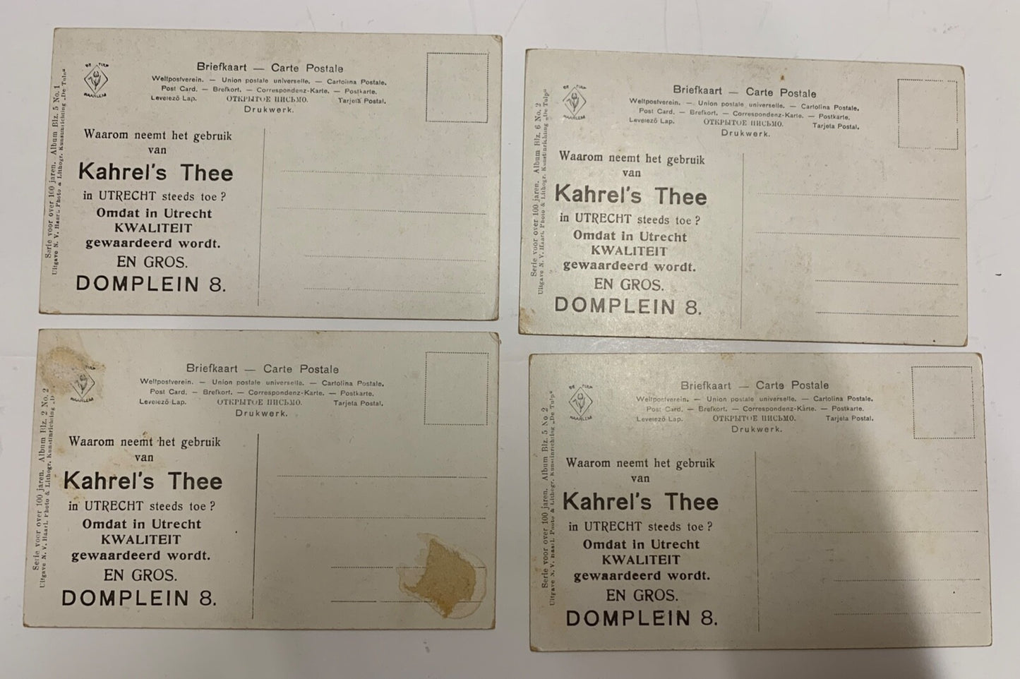 Lot of Four Holland Foreign Vintage Postcards