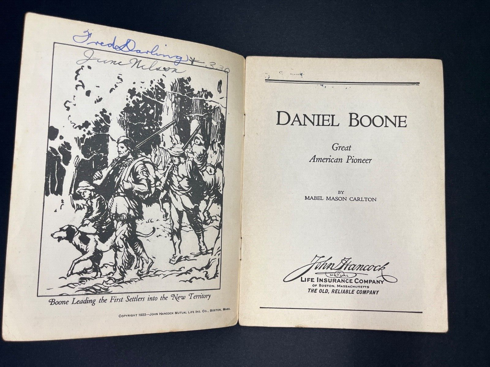 Vintage "Daniel Boone" John Hancock Life Insurance Ad Book