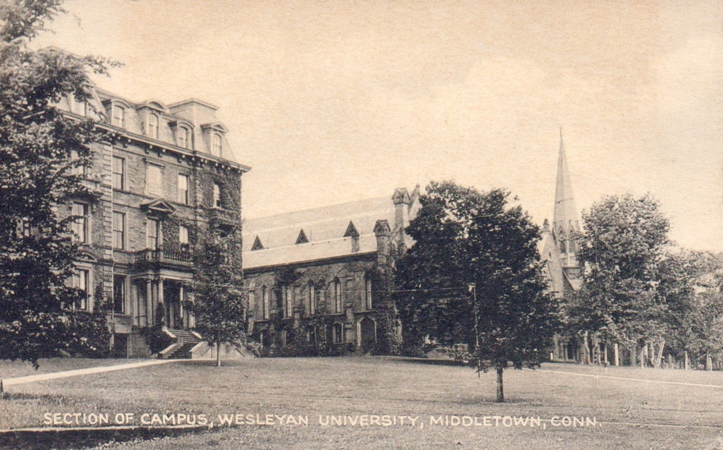 Section of Campus Wesleyan University in Middletown CT Connecticut Postcard