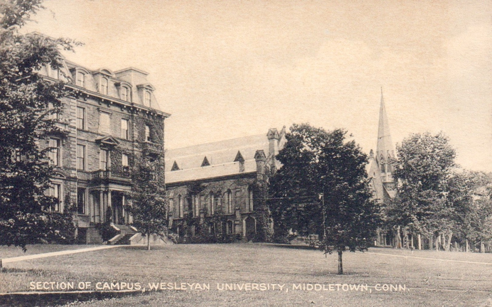Section of Campus Wesleyan University in Middletown CT Connecticut Postcard