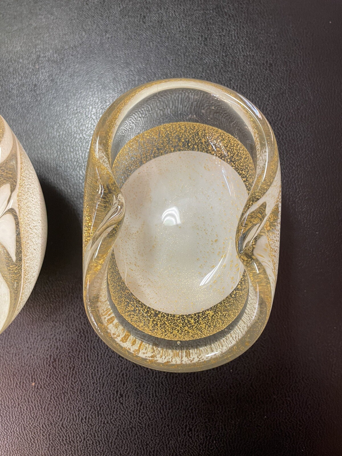 2 Vintage Salvini Lattimo Murano Art Glass MCM 50’s Gold Blown salt Bowl