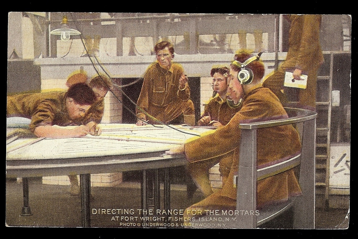 Directing the Range for Mortars Fort Wright 18 Fishers Island Militaria Postcard