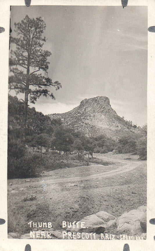 Real Photo RPPC Thumb Butte Near Prescott Arizona AZ  Postcard