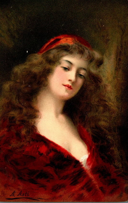 Raphael Tuck Connoisseur Series 2731 Artist Signed A Asti Beatrice Red