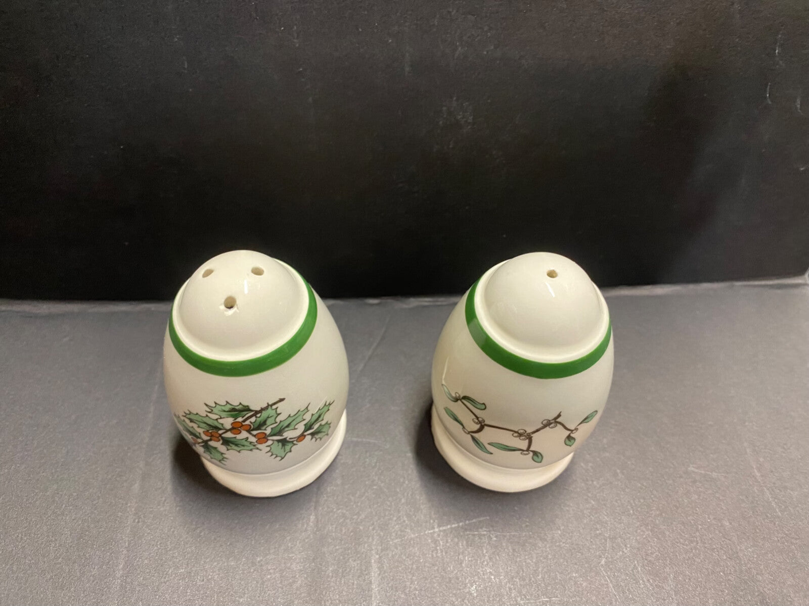 Vintage Spode Salt & Pepper Shakers With Christmas Tree and Holly on Them