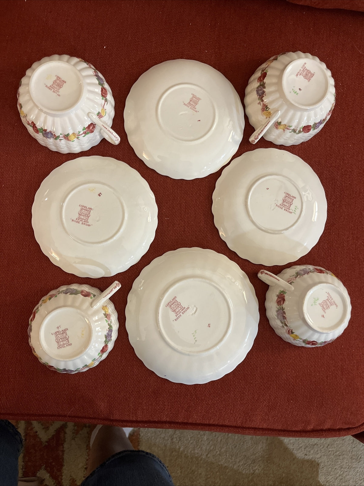 Copeland Spode Rose Briar set of  4 Cup & Saucer Sets   2 1/8"