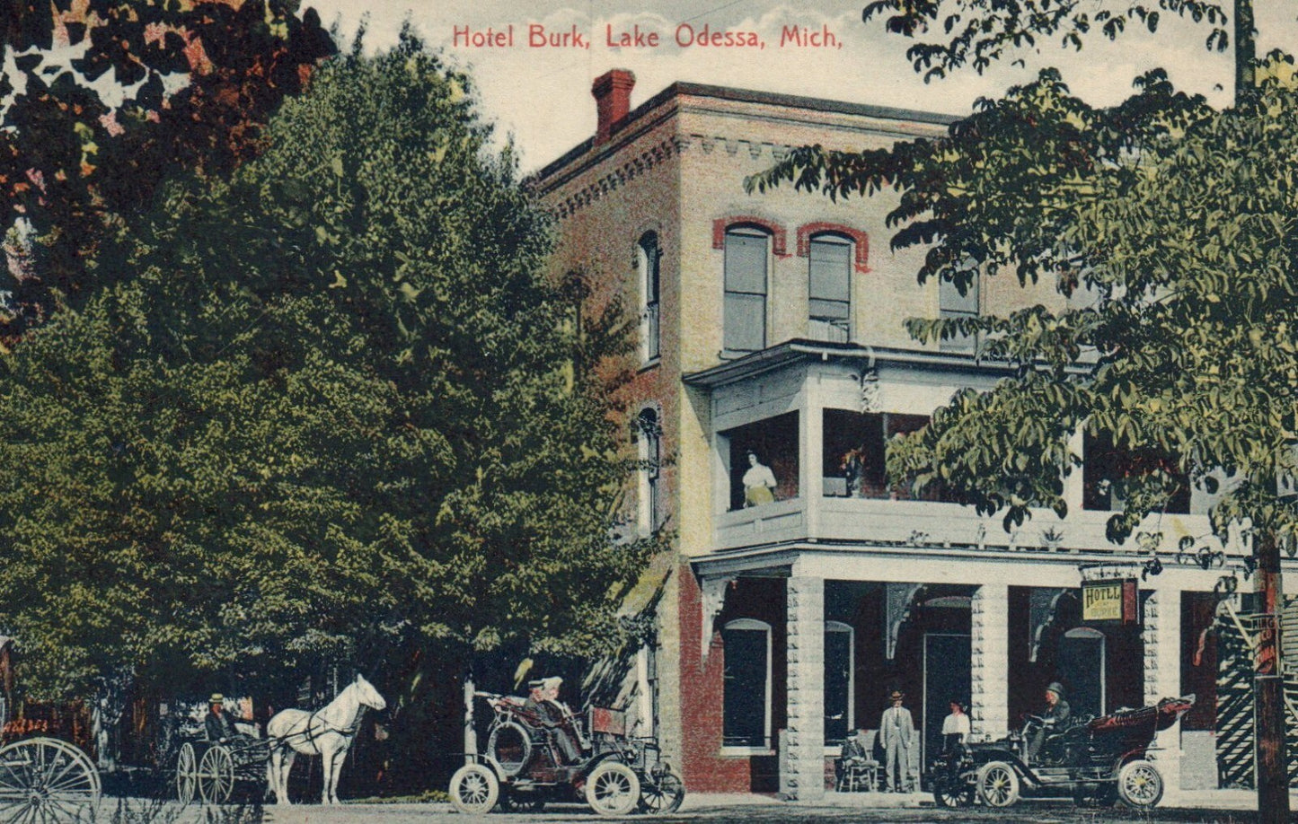 Hotel Burk Lake Odessa Michigan MI Postcard