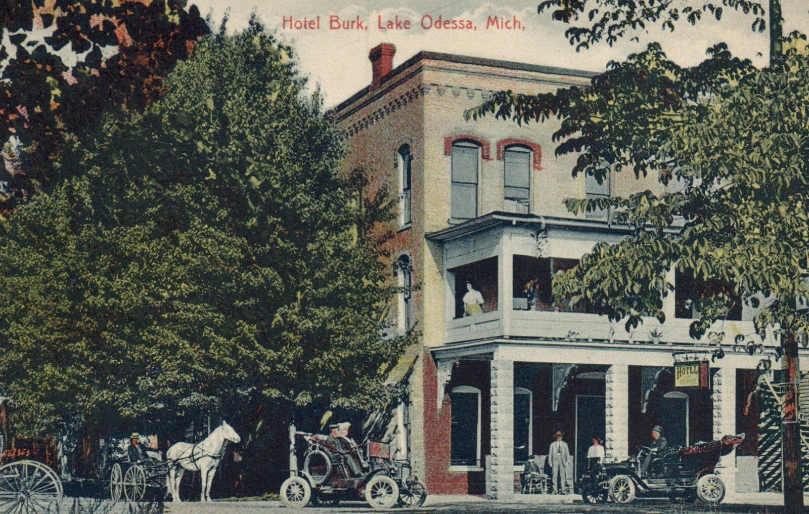 Hotel Burk Lake Odessa Michigan MI Postcard