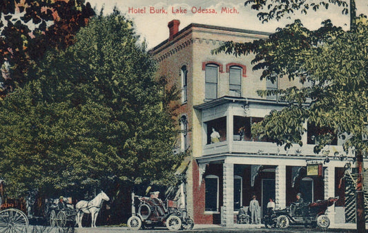 Hotel Burk Lake Odessa Michigan MI Postcard