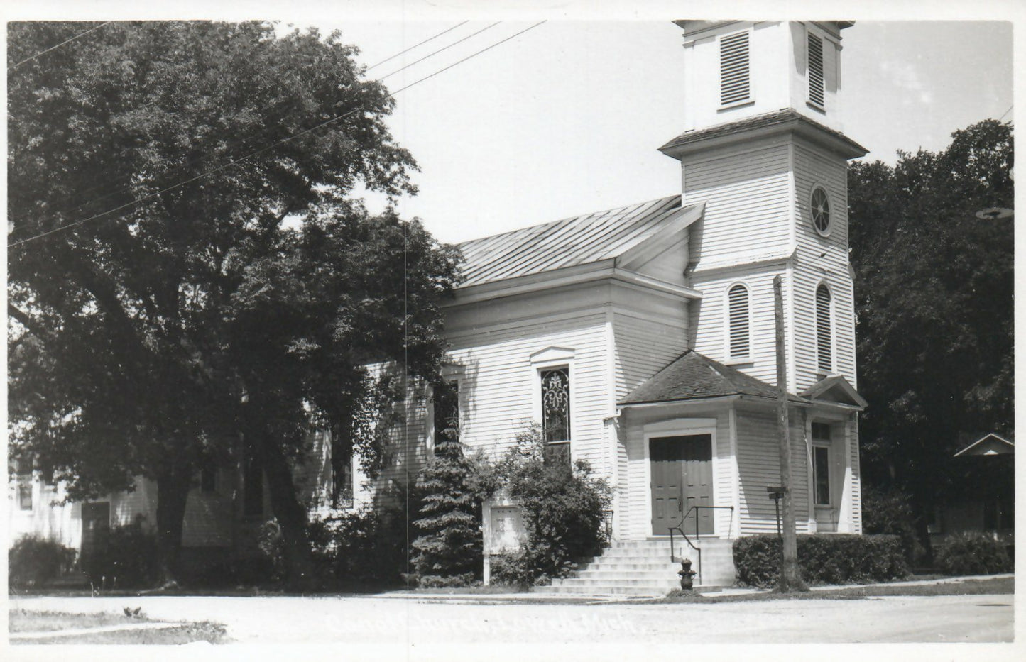 Real Photo Congregational Church Lowell MI Michigan Mich  Postcard