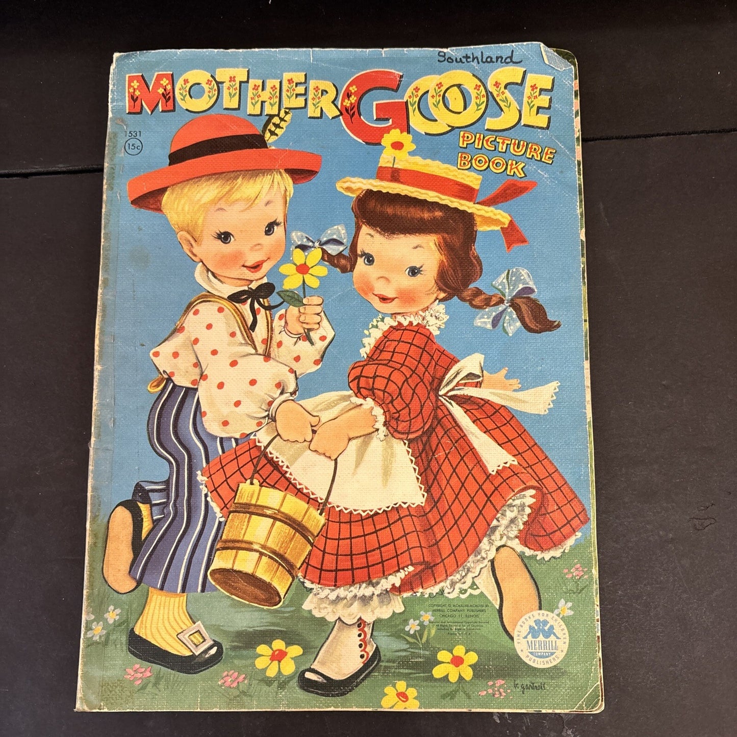 Mother Goose Picture Book Vintage MERRILL Company Publisher Art Nursery ephemera