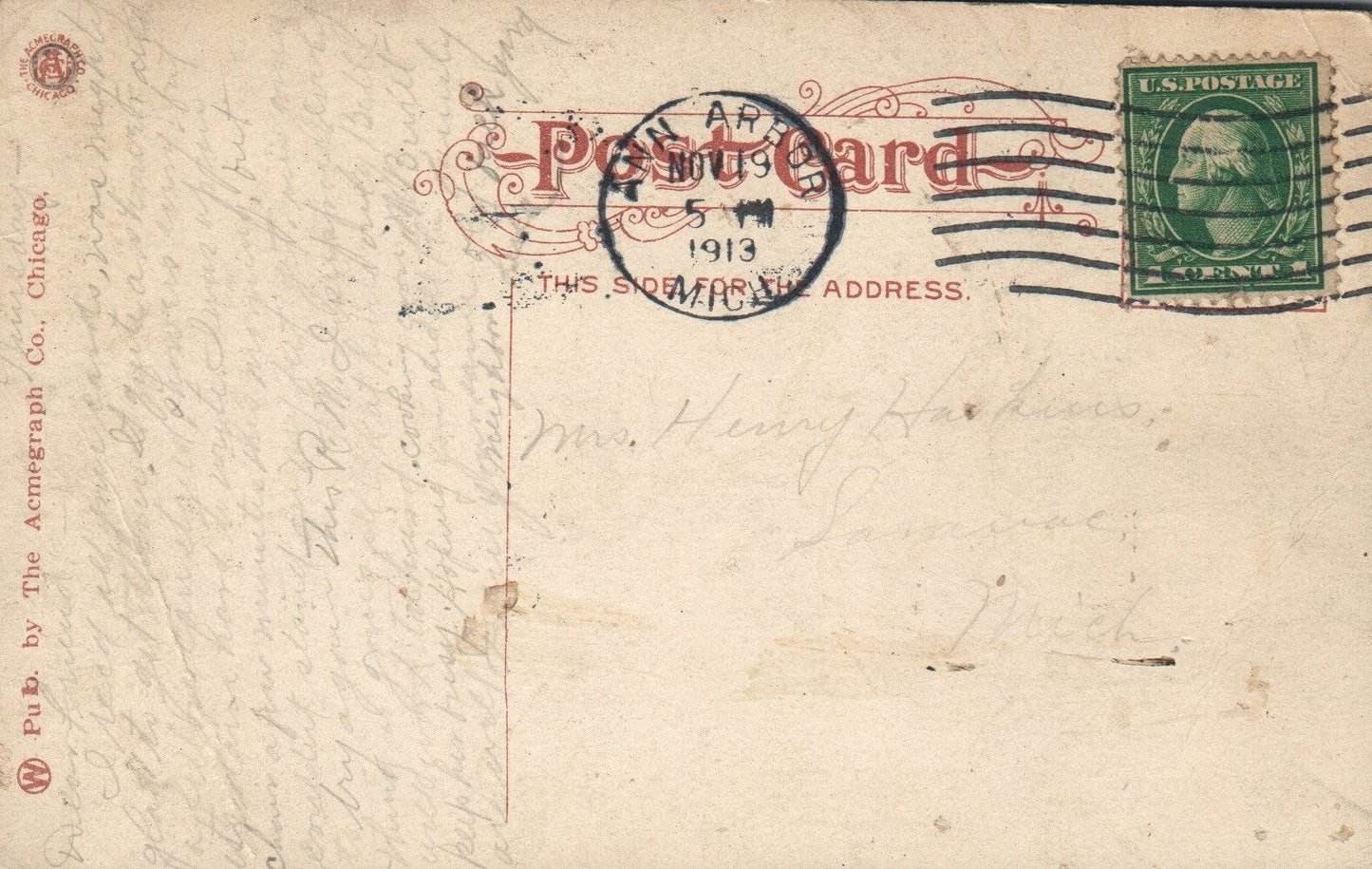 Soldiers Monument University Of MI Ann Arbor Michigan MI Postcard