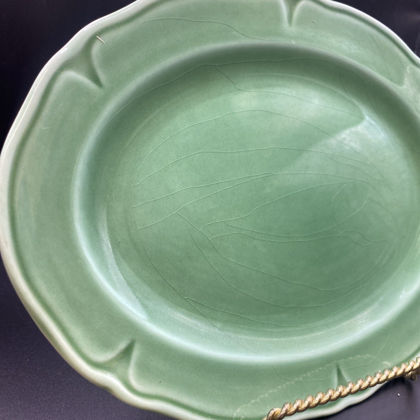 9.5" Oval Platter Vintage 1930's Mount Clemens Petalware  LIGHT Green