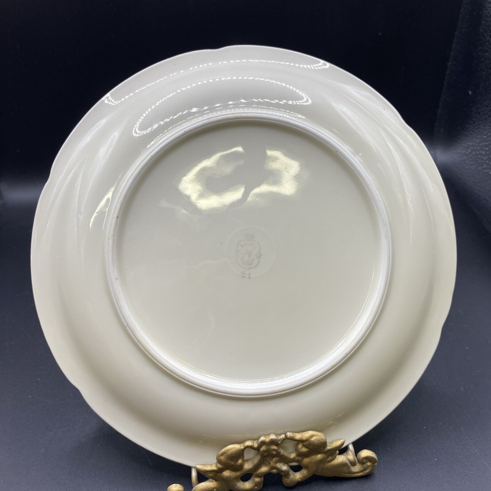 RARE 7.5" Bread Plates  Waldershof Bavaria Serving Cream with Gold Rim