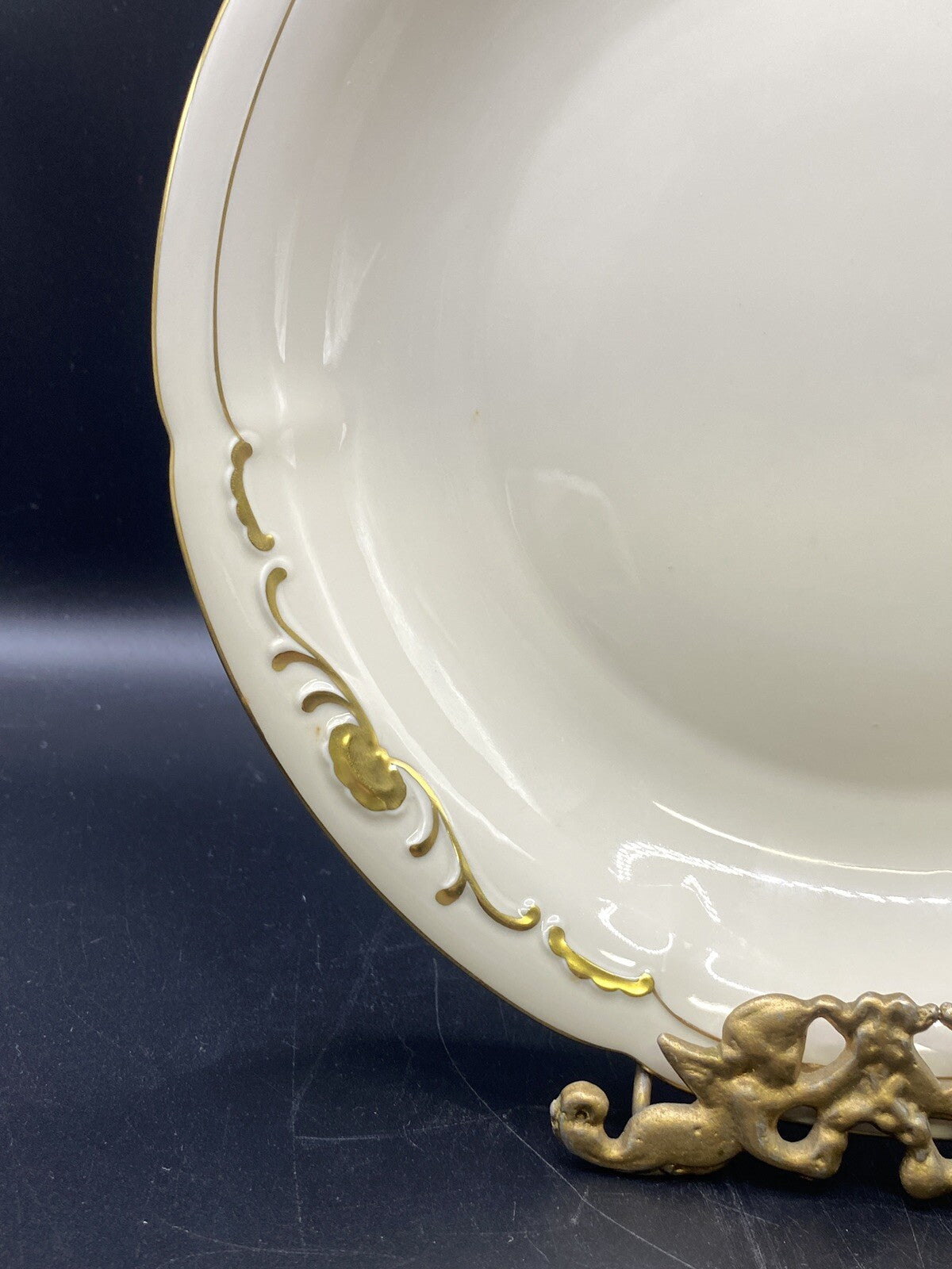 RARE Waldershof Bavaria Germany 9" Salad Plate Bowl Cream with Gold Design