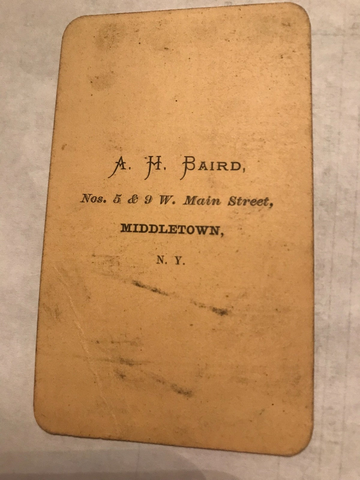 Real Photo CDV Young Man in suit  A H Baird Middletown NY New York 