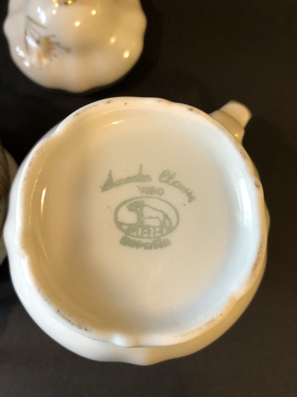 Creamer and Sugar Bowl Dishware Floral Design with gold color trim