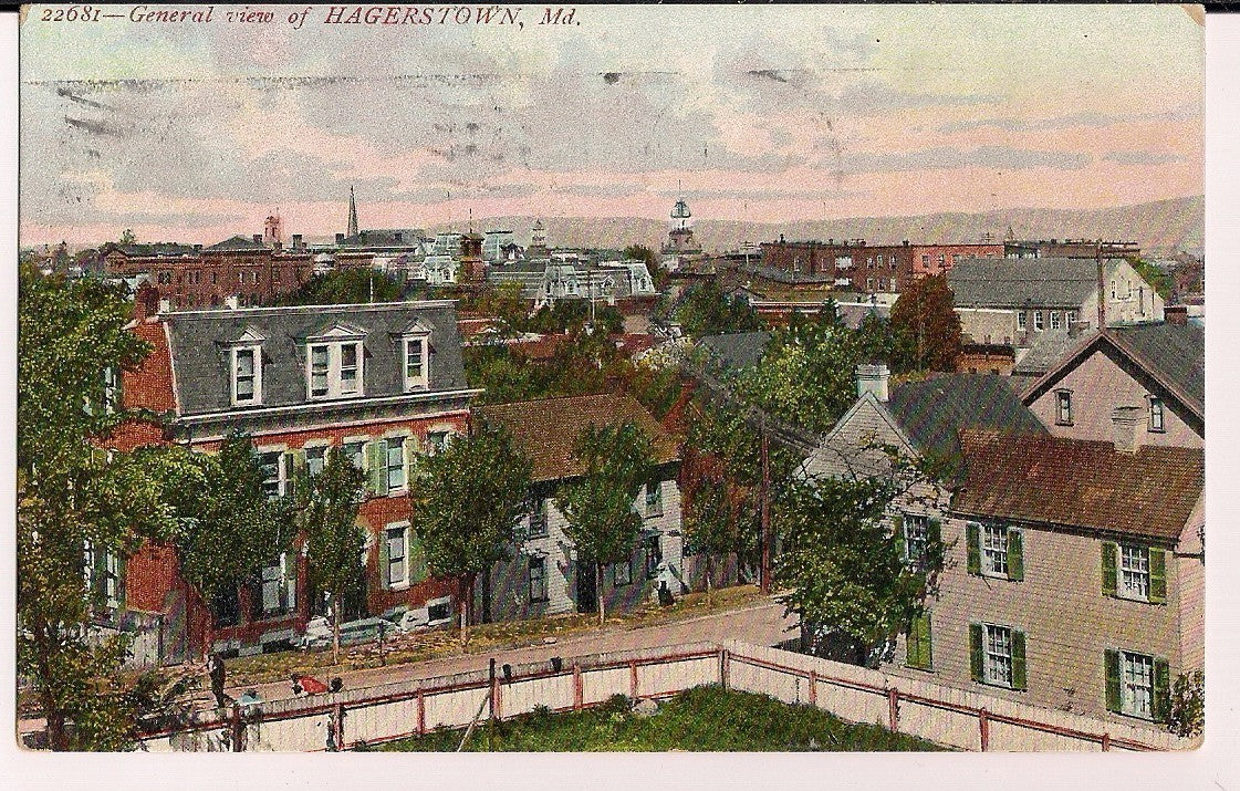 1908 General view of Hagerstown MD Maryland Postcard