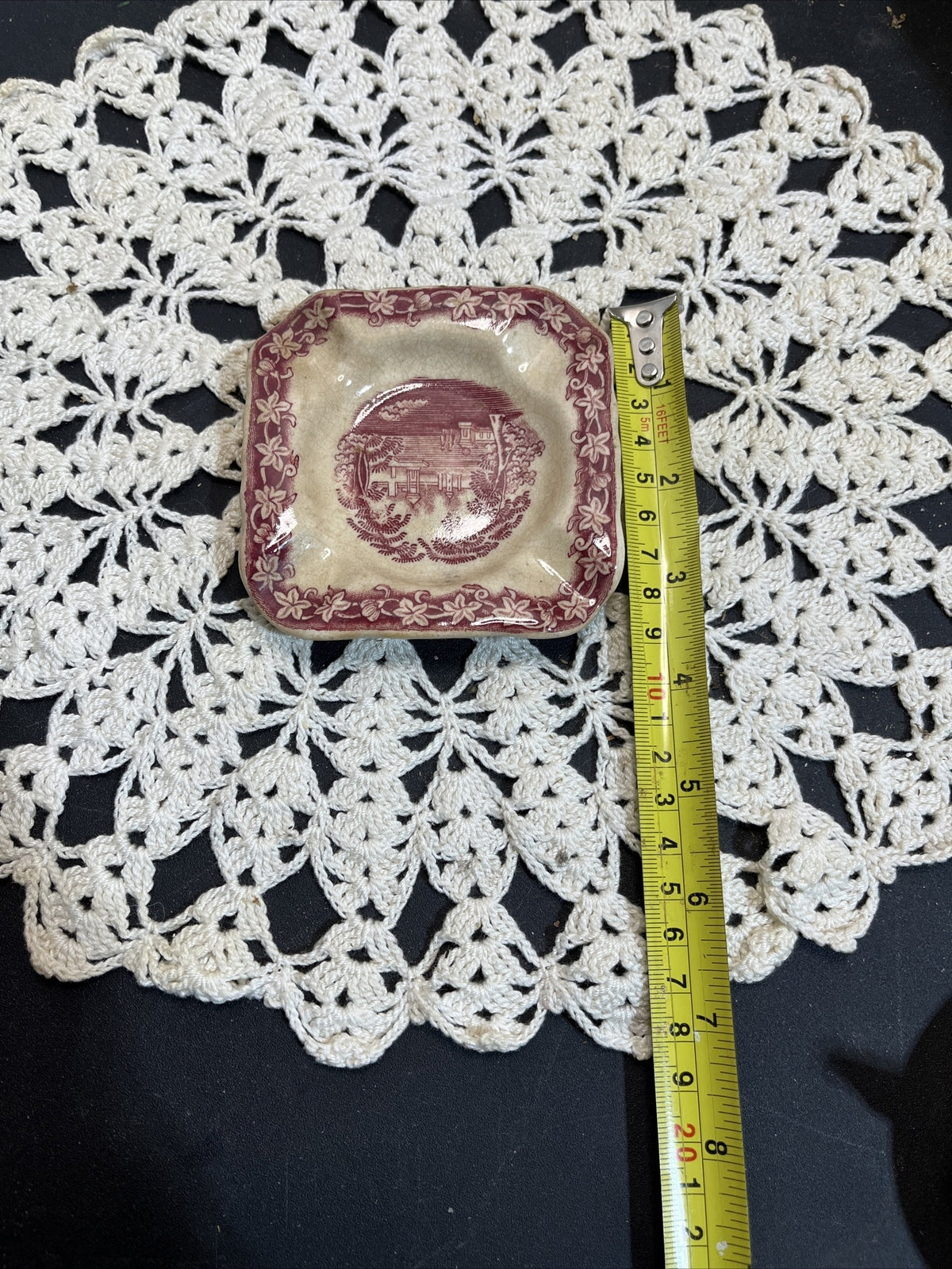 Vintage Mason's Ironstone England Red VISTA Ashtray 3.5 inches square